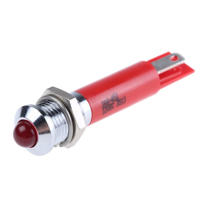 RS PRO Red Flashing LED Panel Mount Indicator, 12V dc, 8mm Mounting Hole Size, Solder Tab Termination