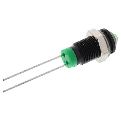 RS PRO Green Panel Mount Indicator, 2V dc, 6mm Mounting Hole Size, Lead Pin Termination