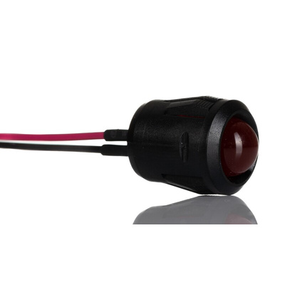 RS PRO Red Flashing LED Panel Mount Indicator, 12V dc, 14mm Mounting Hole Size, Lead Wires Termination