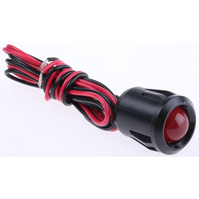 RS PRO Red Panel Mount Indicator, 12V dc, 14mm Mounting Hole Size, Lead Wires Termination