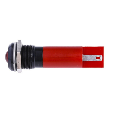 RS PRO Red Panel Mount Indicator, 12mm Mounting Hole Size, Solder Tab Termination, IP67