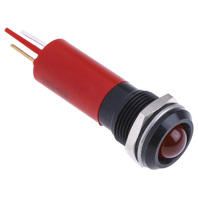 RS PRO Red Panel Mount Indicator, 12mm Mounting Hole Size, Solder Tab Termination, IP67