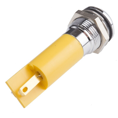 RS PRO Yellow Panel Mount Indicator, 12mm Mounting Hole Size, Solder Tab Termination, IP67