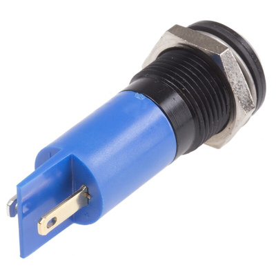RS PRO Blue Panel Mount Indicator, 240V, 14.5mm Mounting Hole Size, Solder Tab Termination, IP40