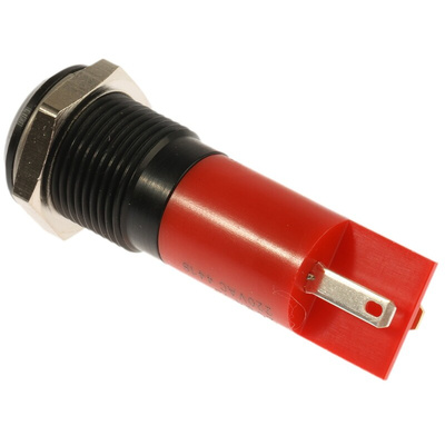 RS PRO Red Panel Mount Indicator, 240V ac, 14.5mm Mounting Hole Size, Solder Tab Termination, IP40