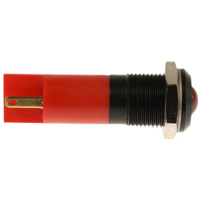 RS PRO Red Panel Mount Indicator, 240V ac, 14.5mm Mounting Hole Size, Solder Tab Termination, IP40