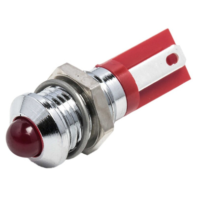 RS PRO Red Panel Mount Indicator, 2V dc, 8mm Mounting Hole Size, Solder Tab Termination