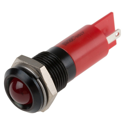 RS PRO Red Flashing LED Panel Mount Indicator, 24V dc, 14mm Mounting Hole Size, Solder Tab Termination