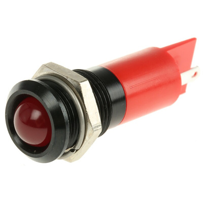 RS PRO Red Panel Mount Indicator, 12V dc, 14mm Mounting Hole Size, Solder Tab Termination