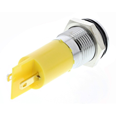 RS PRO Yellow Panel Mount Indicator, 230V ac, 14mm Mounting Hole Size, IP67