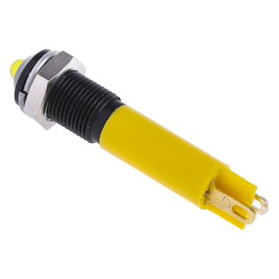 RS PRO Yellow Panel Mount Indicator, 24V dc, 6mm Mounting Hole Size, Solder Tab Termination