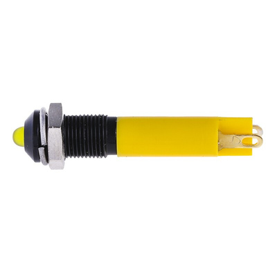 RS PRO Yellow Panel Mount Indicator, 24V dc, 6mm Mounting Hole Size, Solder Tab Termination