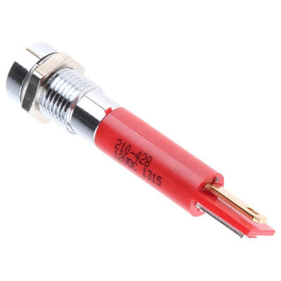 RS PRO Red Flashing LED Panel Mount Indicator, 12V dc, 8mm Mounting Hole Size, Solder Tab Termination