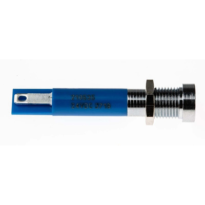 RS PRO Blue Panel Mount Indicator, 24V dc, 8mm Mounting Hole Size, Solder Tab Termination
