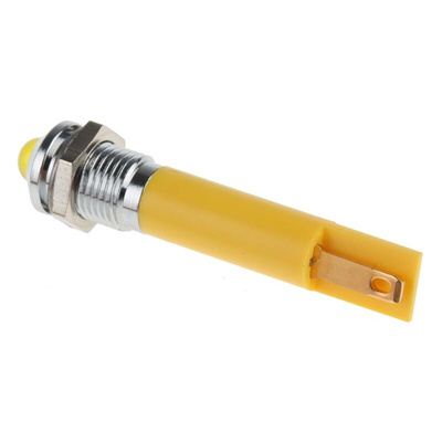 RS PRO Yellow Panel Mount Indicator, 24V ac, 8mm Mounting Hole Size, Solder Tab Termination