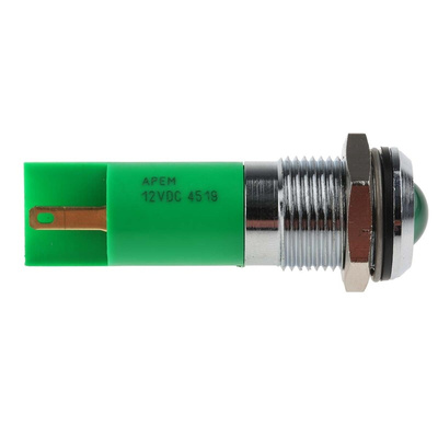 RS PRO Green Panel Mount Indicator, 12V, 14mm Mounting Hole Size, IP67