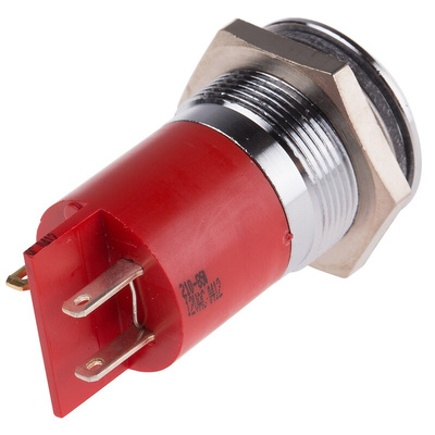 RS PRO Red Panel Mount Indicator, 12V, 22mm Mounting Hole Size, Solder Tab Termination