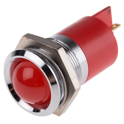 RS PRO Red Panel Mount Indicator, 12V, 22mm Mounting Hole Size, Solder Tab Termination