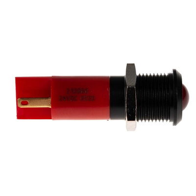 RS PRO Red Panel Mount Indicator, 24V dc, 14mm Mounting Hole Size, Solder Tab Termination