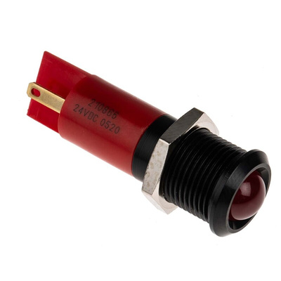 RS PRO Red Panel Mount Indicator, 24V dc, 14mm Mounting Hole Size, Solder Tab Termination
