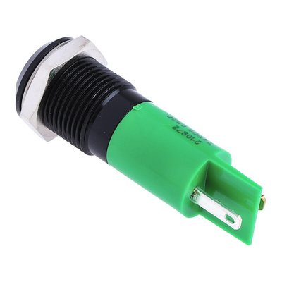 RS PRO Green Panel Mount Indicator, 24V dc, 14mm Mounting Hole Size, Solder Tab Termination