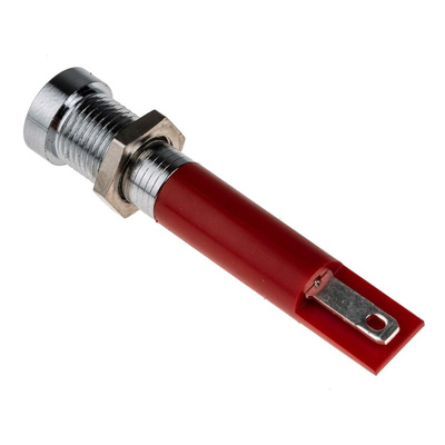 RS PRO Red Panel Mount Indicator, 12V dc, 8mm Mounting Hole Size, Solder Tab Termination