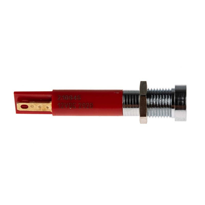 RS PRO Red Panel Mount Indicator, 12V dc, 8mm Mounting Hole Size, Solder Tab Termination