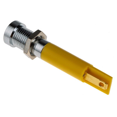 RS PRO Yellow Panel Mount Indicator, 24V dc, 8mm Mounting Hole Size, Solder Tab Termination