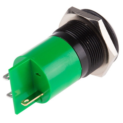 RS PRO Green Panel Mount Indicator, 22mm Mounting Hole Size, Solder Tab Termination