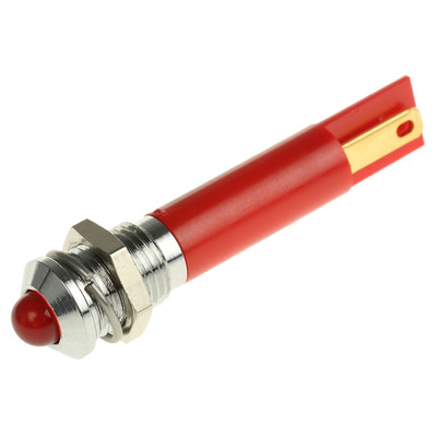 RS PRO Red Panel Mount Indicator, 12V dc, 8mm Mounting Hole Size, Solder Tab Termination