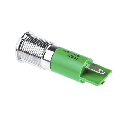 RS PRO Green Panel Mount Indicator, 12V dc, 14mm Mounting Hole Size, Solder Tab Termination
