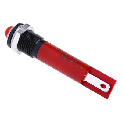 RS PRO Red Panel Mount Indicator, 12V dc, 8mm Mounting Hole Size, Solder Tab Termination