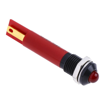 RS PRO Red Panel Mount Indicator, 12V dc, 8mm Mounting Hole Size, Solder Tab Termination