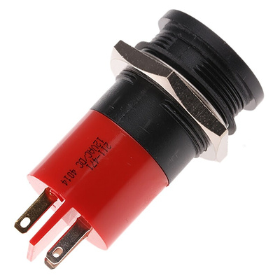 RS PRO Red Panel Mount Indicator, 12V, 22mm Mounting Hole Size, Solder Tab Termination