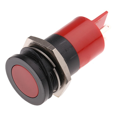 RS PRO Red Panel Mount Indicator, 12V, 22mm Mounting Hole Size, Solder Tab Termination