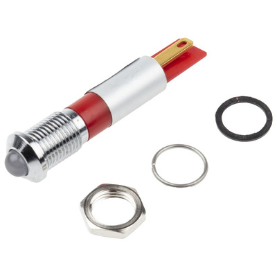 RS PRO Red Panel Mount Indicator, 8mm Mounting Hole Size, Solder Tab Termination, IP67