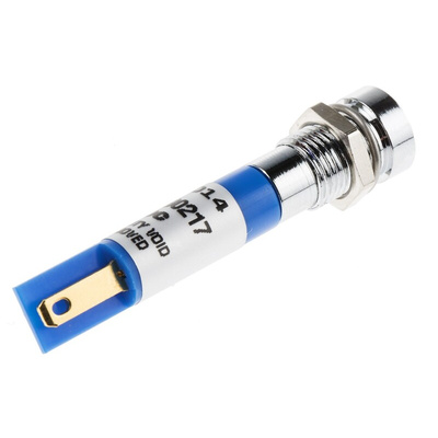 RS PRO Blue Panel Mount Indicator, 8mm Mounting Hole Size, Solder Tab Termination, IP67