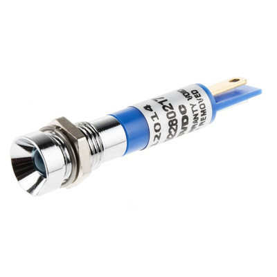RS PRO Blue Panel Mount Indicator, 8mm Mounting Hole Size, Solder Tab Termination, IP67
