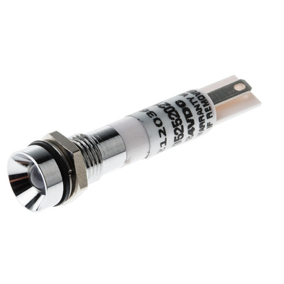 RS PRO White Panel Mount Indicator, 8mm Mounting Hole Size, Solder Tab Termination, IP67