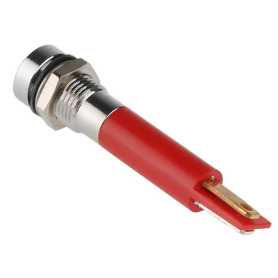 RS PRO Red Panel Mount Indicator, 8mm Mounting Hole Size, Solder Tab Termination, IP67