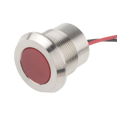 RS PRO Red Panel Mount Indicator, 12V dc, 22mm Mounting Hole Size, Lead Wires Termination, IP67