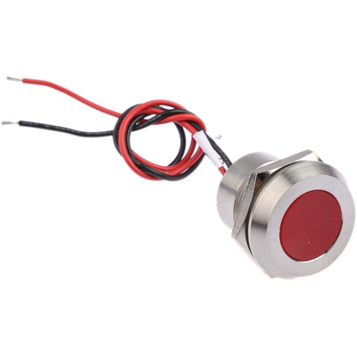 RS PRO Red Panel Mount Indicator, 24V dc, 22mm Mounting Hole Size, Lead Wires Termination, IP67