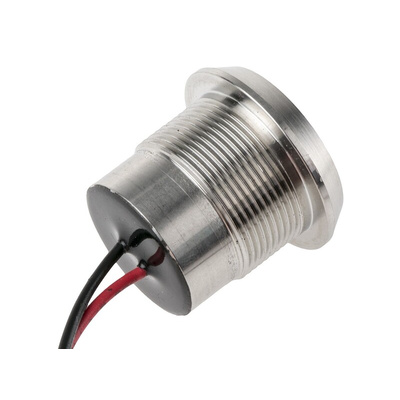 RS PRO Green Panel Mount Indicator, 12V dc, 22mm Mounting Hole Size, Lead Wires Termination, IP67