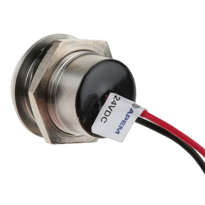 RS PRO Green Panel Mount Indicator, 24V dc, 22mm Mounting Hole Size, Lead Wires Termination, IP67