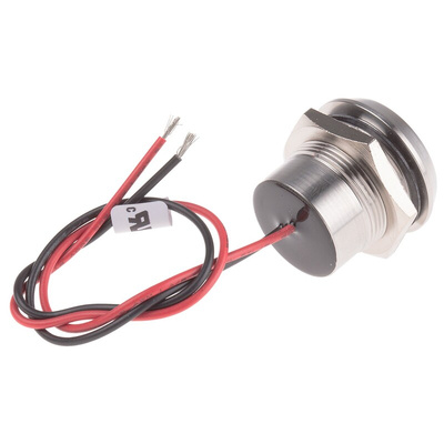RS PRO Yellow Panel Mount Indicator, 12V dc, 22mm Mounting Hole Size, Lead Wires Termination, IP67