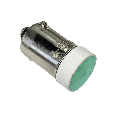 Idec Green LED Indicator Lamp, 24V, BA9 Base, 10.6mm Diameter, 200mcd