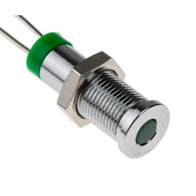 RS PRO Green Panel Mount Indicator, 2V dc, 6mm Mounting Hole Size, IP67