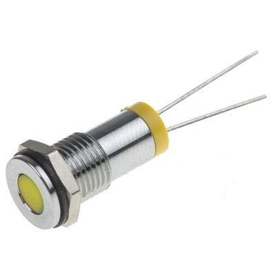 RS PRO Yellow Panel Mount Indicator, 2V dc, 8mm Mounting Hole Size, IP67