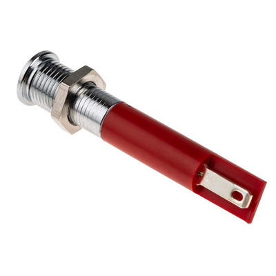 RS PRO Red Panel Mount Indicator, 220V ac, 8mm Mounting Hole Size, Solder Tab Termination, IP67