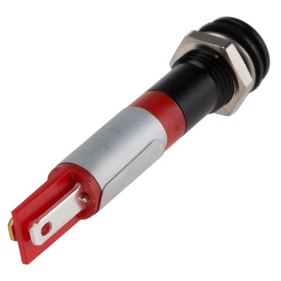 RS PRO Red Panel Mount Indicator, 220V ac, 8mm Mounting Hole Size, Solder Tab Termination, IP67